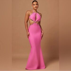 New NWT Fashion Nova Vivica Embellished Maxi Dress in Pink Size XL